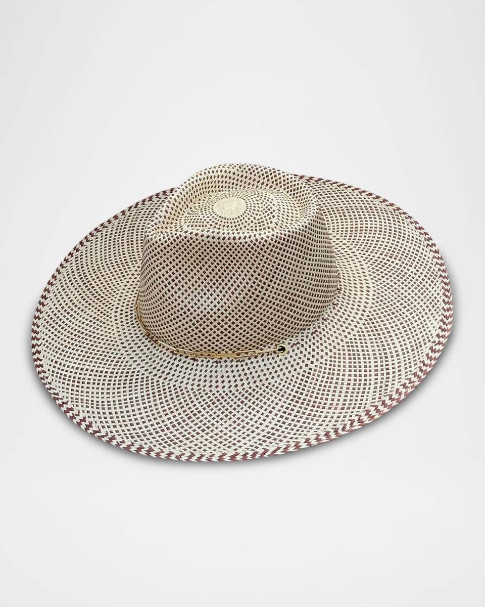 Austin Straw Fedora W/ Paper Clip Chain